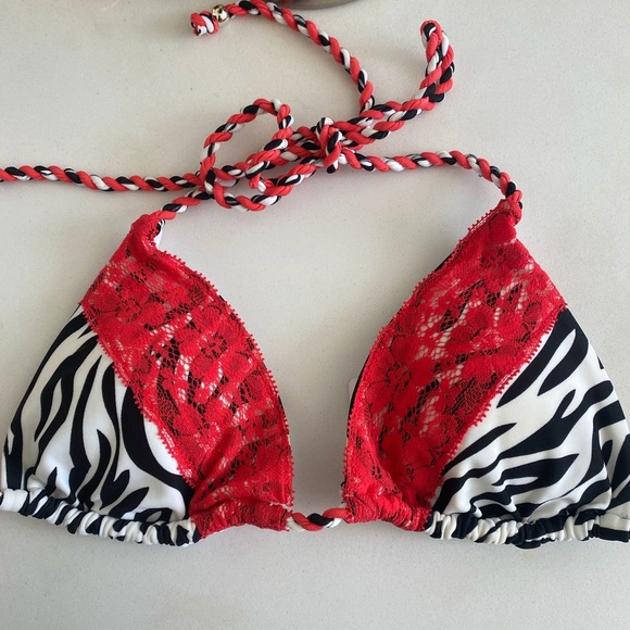Relleciga Woman’s Bikini Small Zebra & Red Lace - Picture 1 of 11